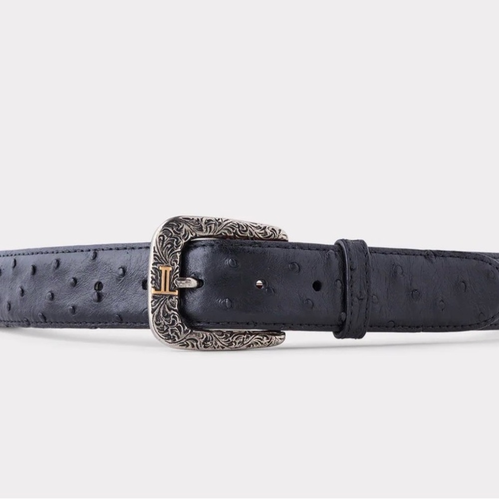 Lucchese Black  Full Quill Ostrich Leather Belt 36